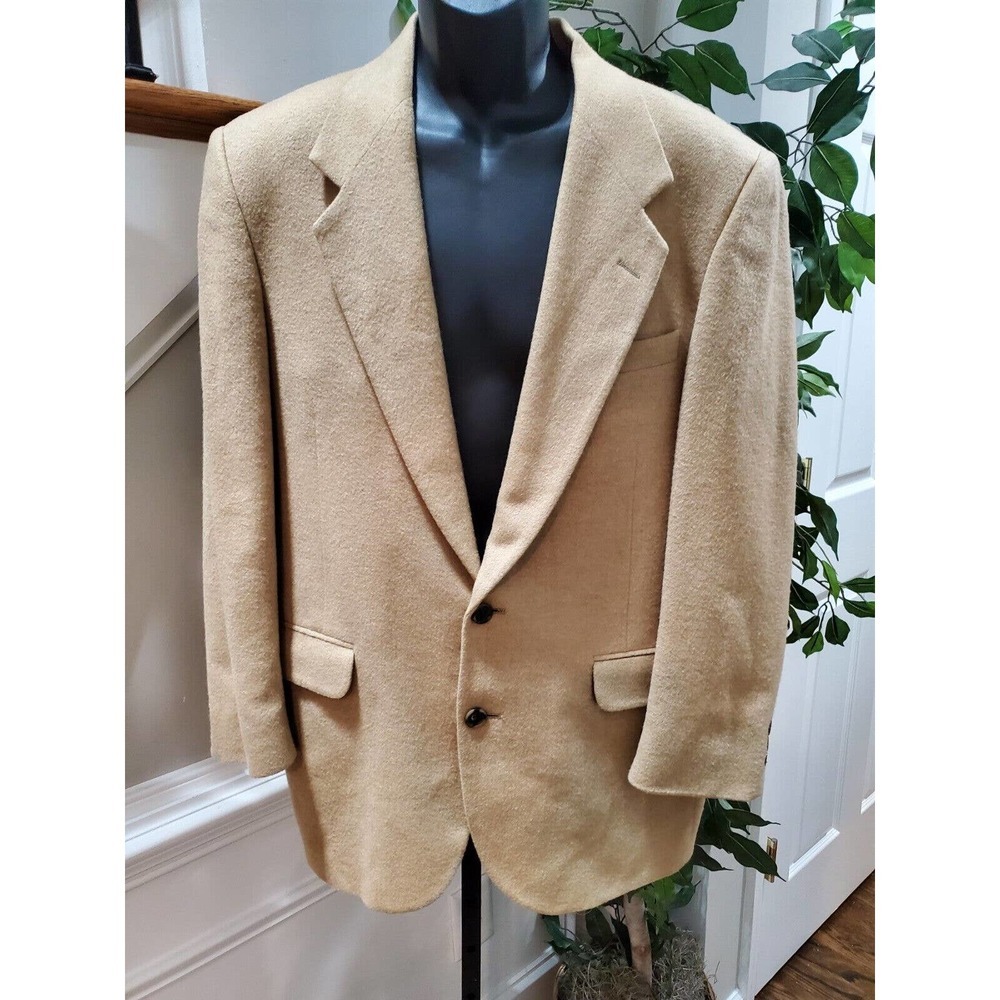 Botany 500 Khaki 100% Camel Hair Long Sleeve Single Breasted Jacket Blazer 44R